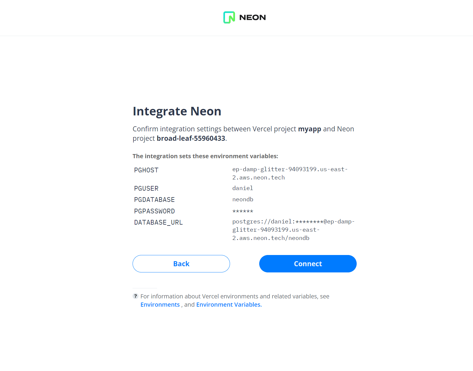 Confirm integration settings