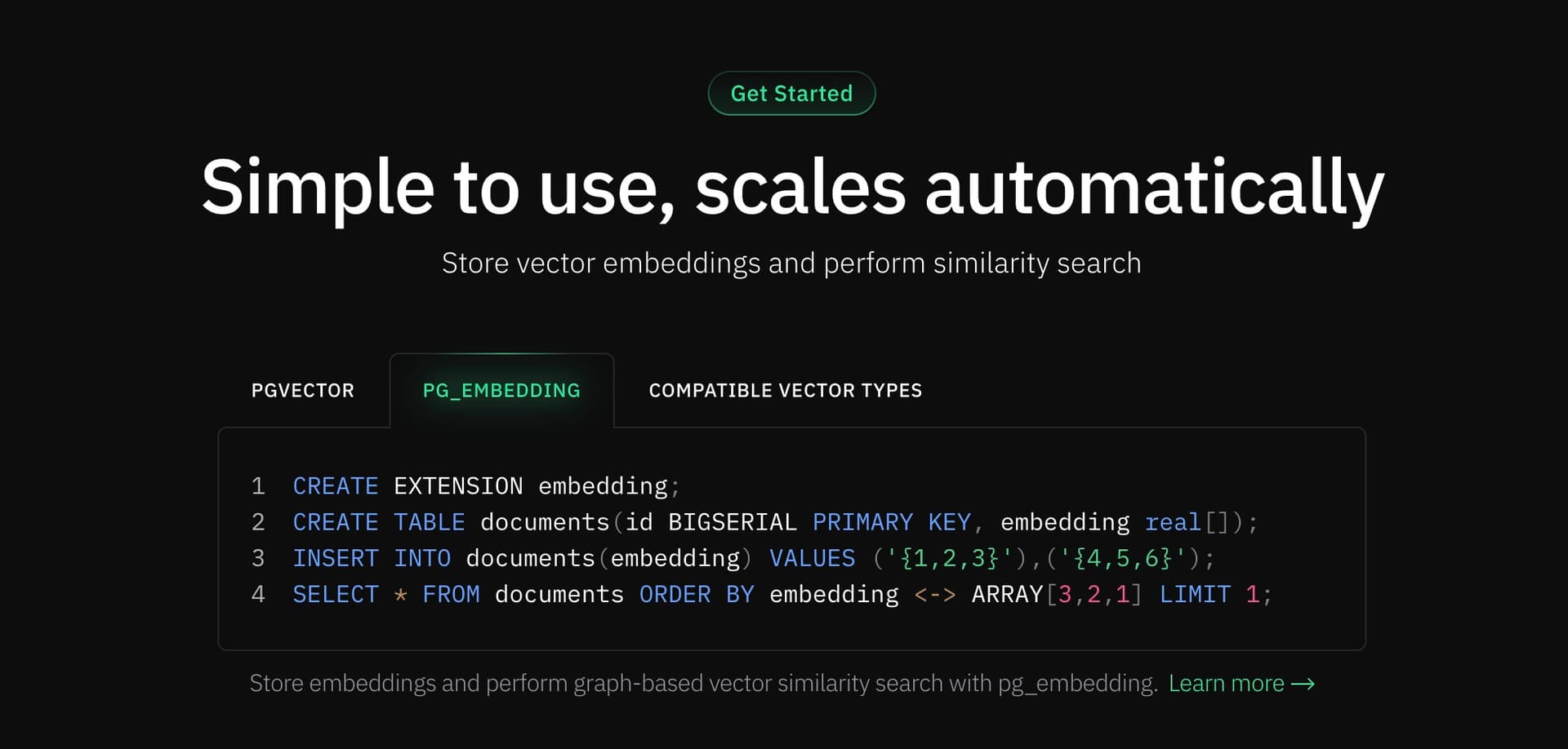 pg_embedding commands